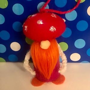 Gnome Ornament (Magenta with Orange Beard) hand-sewn